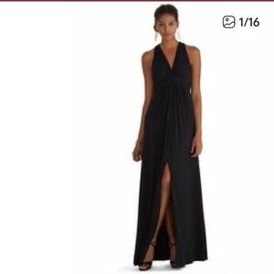 White House Black Market Cross Back Maxi Dress Black Sz 6
